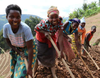 WFP Rwanda sitt program som jobber med å styrke motstandsdyktighet i  Rutsiro, vest i Rwanda. Foto: WFP/Emily Fredenberg