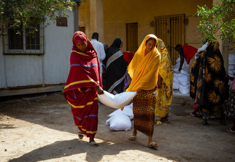 A food distribution at a school in Sudan earlier this year